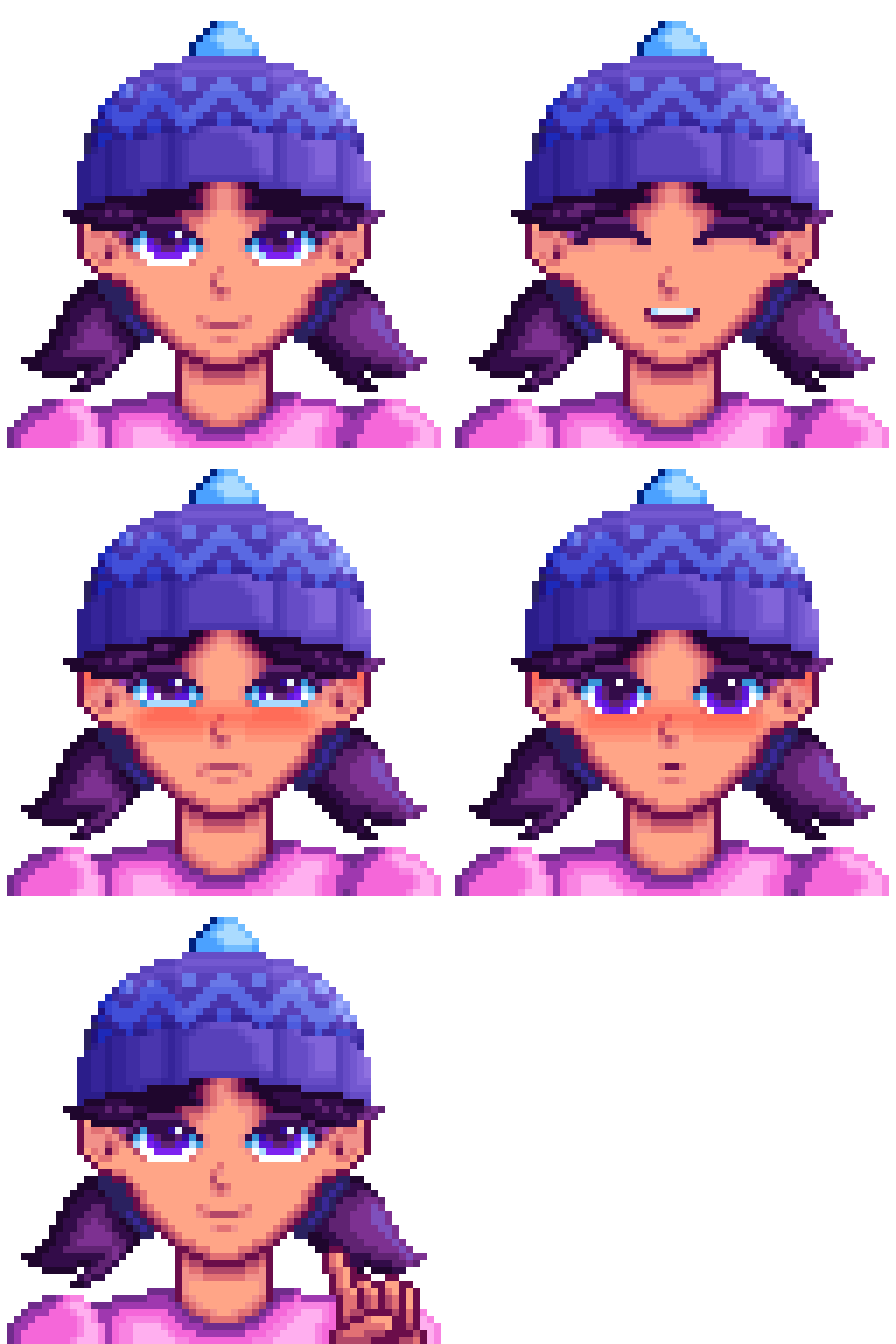 Jas Growth Spurt Winter (Growing Valley - Child NPCs Mod) Portrait replacements of the character "Jas" from Stardew Valley for the "Growing Valley - Child NPCs" mod by siliconmodding.