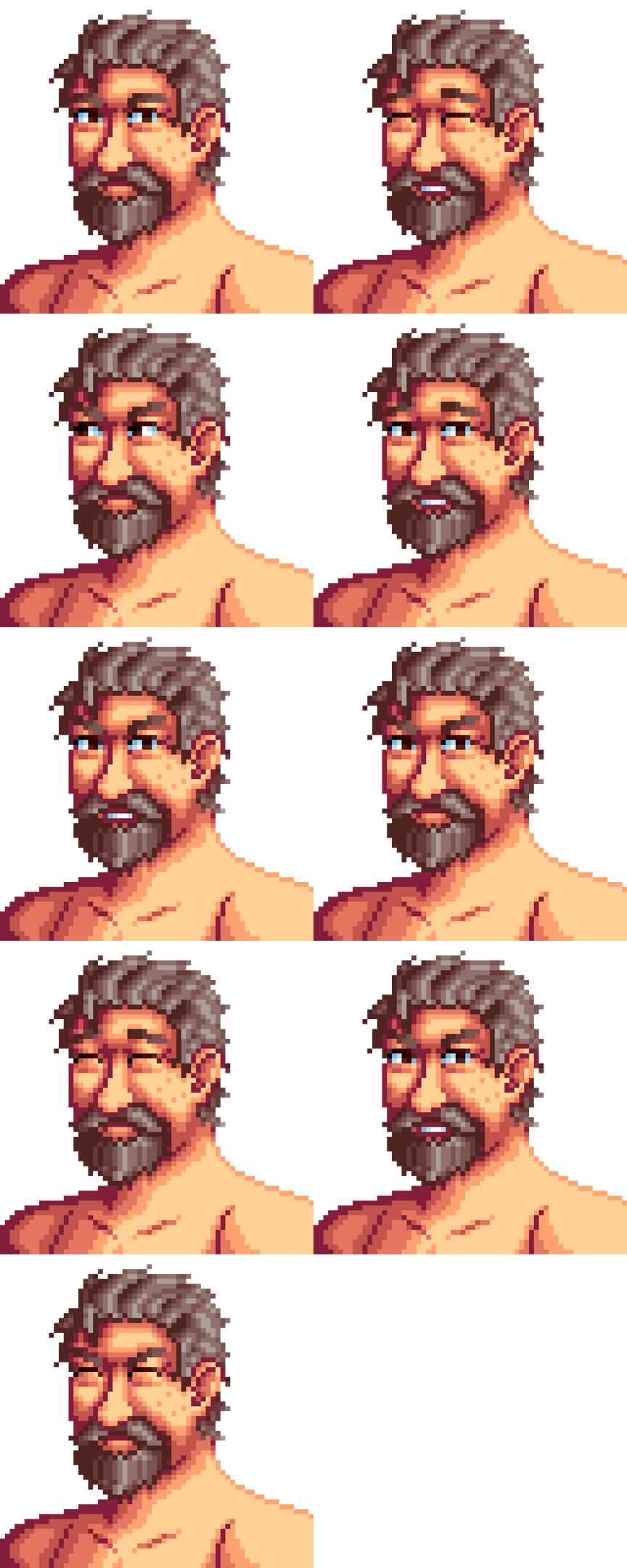 Andy Beach (Stardew Valley Expanded Mod) Portrait replacements of the character "Andy" for the "Stardew Valley Expanded" mod by FlashShifter.